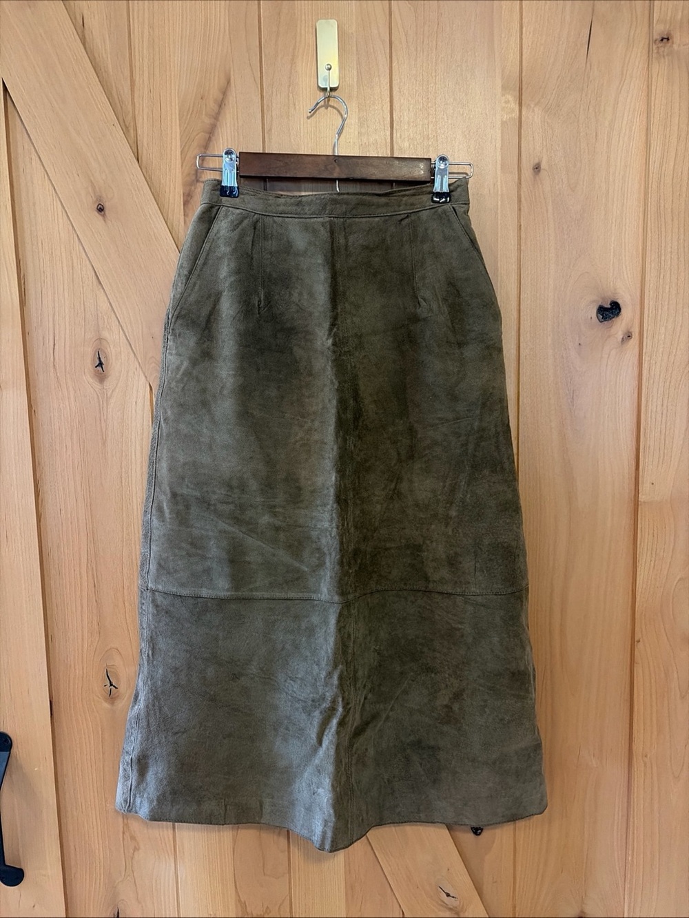 Vintage John Meyer Women's Suede Pencil Skirt Lined Brown Mushroom Size 6